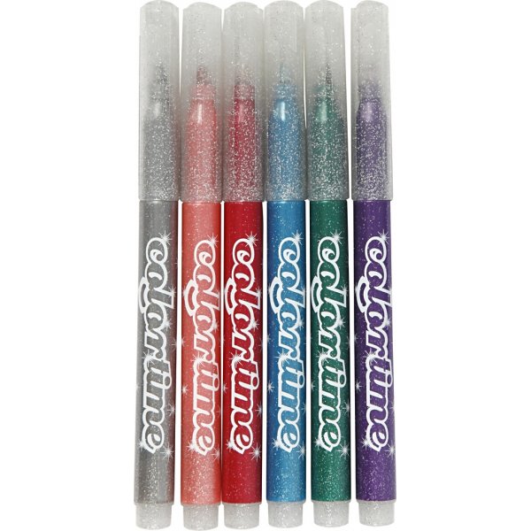 Colortime Glittertusch - mixade färger - 2 mm - 6 st Colortime Glittertusch - mixade färger - 2 mm - 6 st