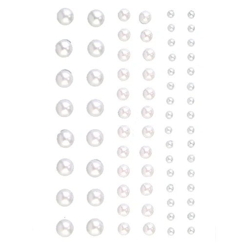 Halvp�rlor Akryl Sj�lvh�ftande 3/5/7 mm 72-pack � Vit P�rla