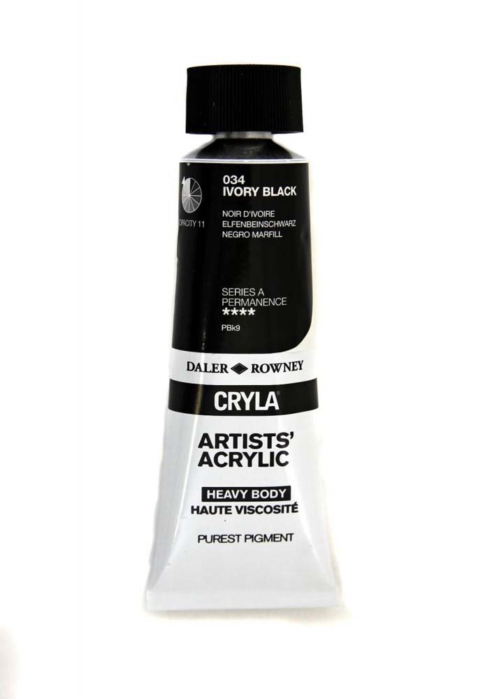 Akrylmaling Cryla 75 ml - Ivory Black - Akrylfarver, Kunstnerfarver