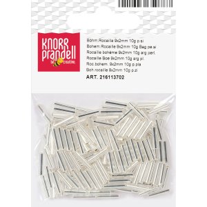 Bohemiska rocaillep�rlor 9 x 2 mm, silverglans
