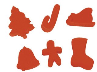 Skumgummisvampar julmotiv 6-pack 5 x 5 cm