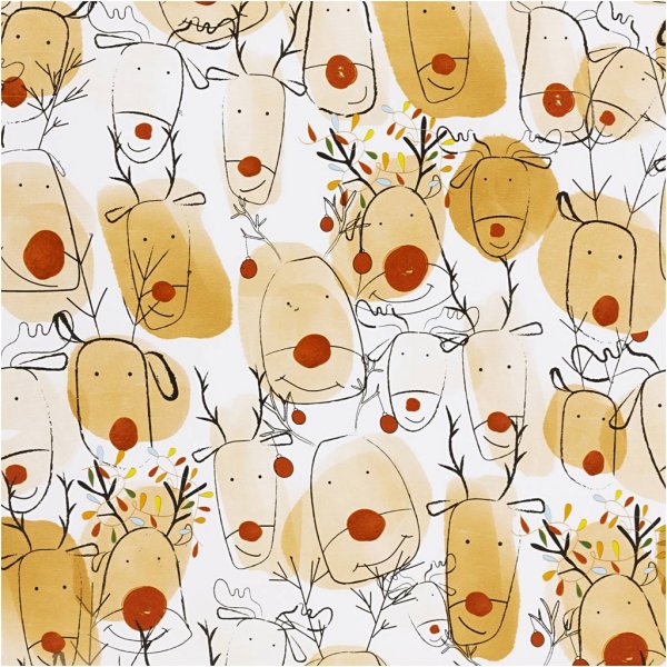 Presentpapper - beige - röd - Renar - 5 m Presentpapper - beige - röd - Renar - 5 m