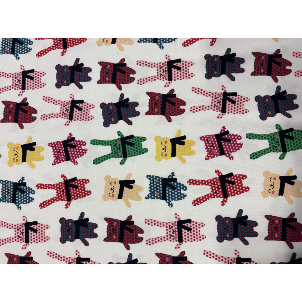 Jersey med print - Cuddly Toy - Hvid - Mønstret strik, Strikstof, Stof