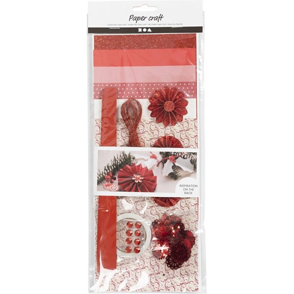 Kreativt set - pappersklippning - röd - cream Kreativt set - pappersklippning - röd - cream