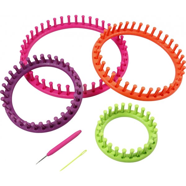 Runda stickringar med nålar och krokar - 4 st Runda stickringar med nålar och krokar - 4 st
