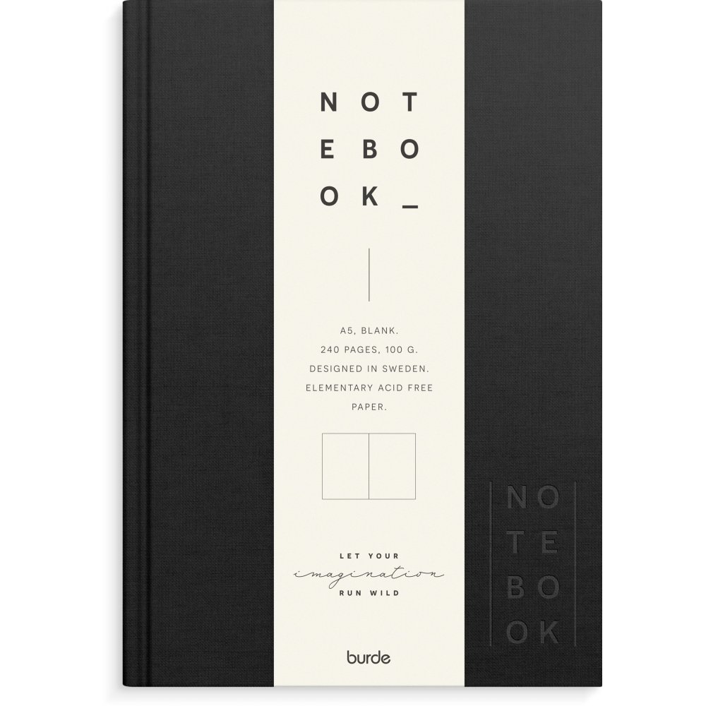 Notesbog - Tekstil - Sort - Uforet A5 - Notesbøger, Kontorartikler