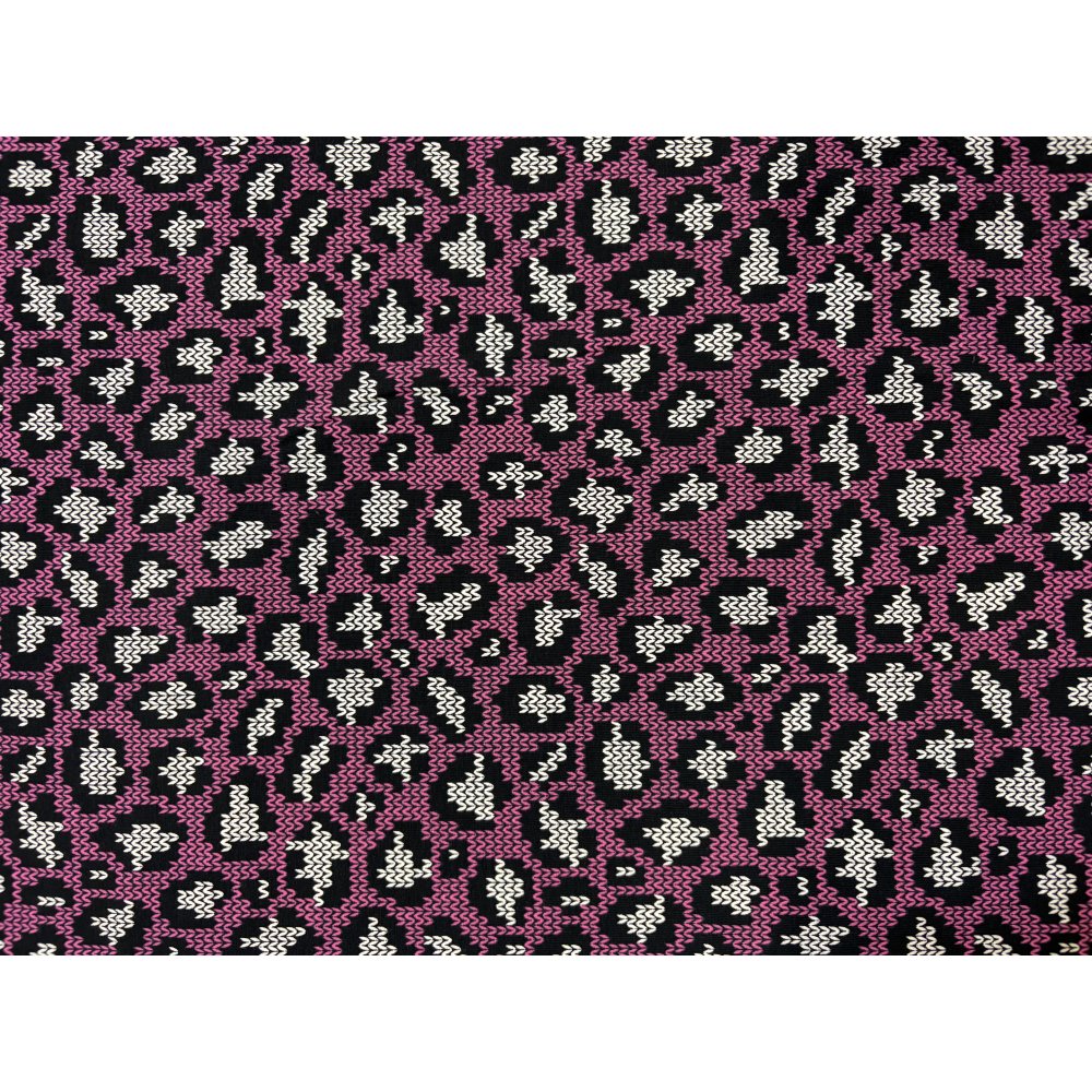 Jersey med print - Strikket panterprint - Fuchsia - Mønstret strik, Strikstof, Stof