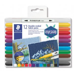 Dobbeltsidige Tekstilpenner Design Journey - 12 penner