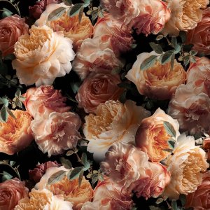 Mnstret strikkeplagg 150 cm - Roser med kvist