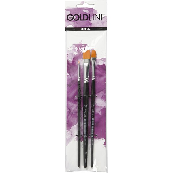 Gold Line-penslar - nr. 2+8+12 - platta - 3 st Gold Line-penslar - nr. 2+8+12 - platta - 3 st