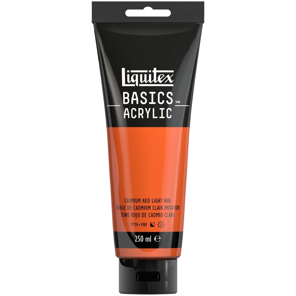 Akrylfärg - Liquitex Basics - 250ml - Cadmium Red Light Hue - Akrylfärger, Konstnärsfärger