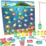 Montessori fiskespel i tr� med magnet 26 delar