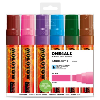Akrylmarker One4All 15mm 6 penner - Basic II