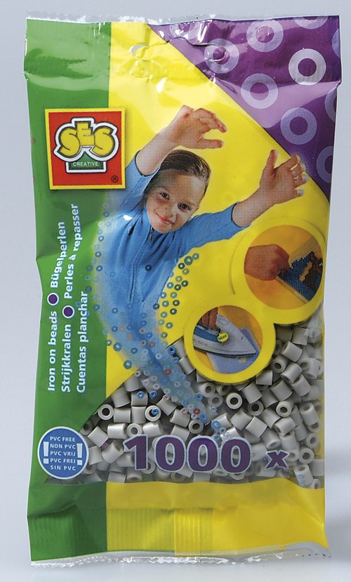 Perler 1000 stk grå - Rørperler, Perler & perleplader, Håndværk