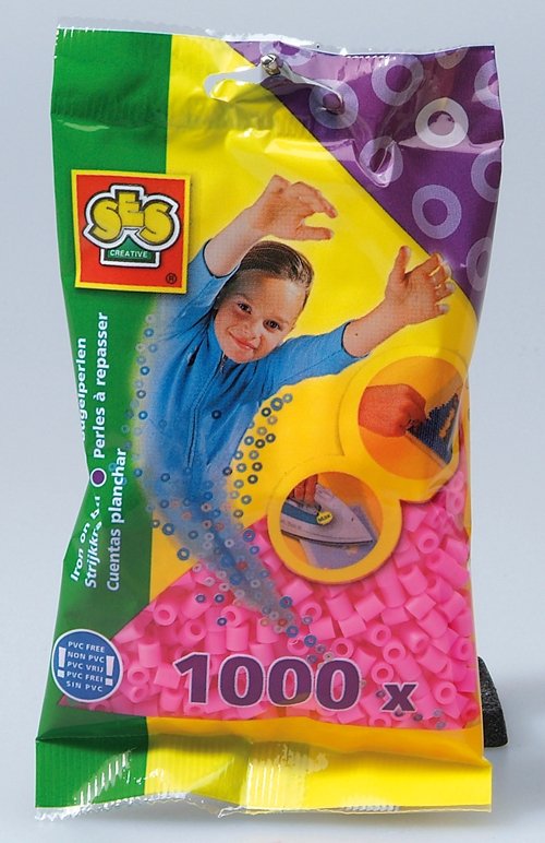 Perler 1000-pak Neonrosa - Rørperler, Perler & perleplader, Håndværk