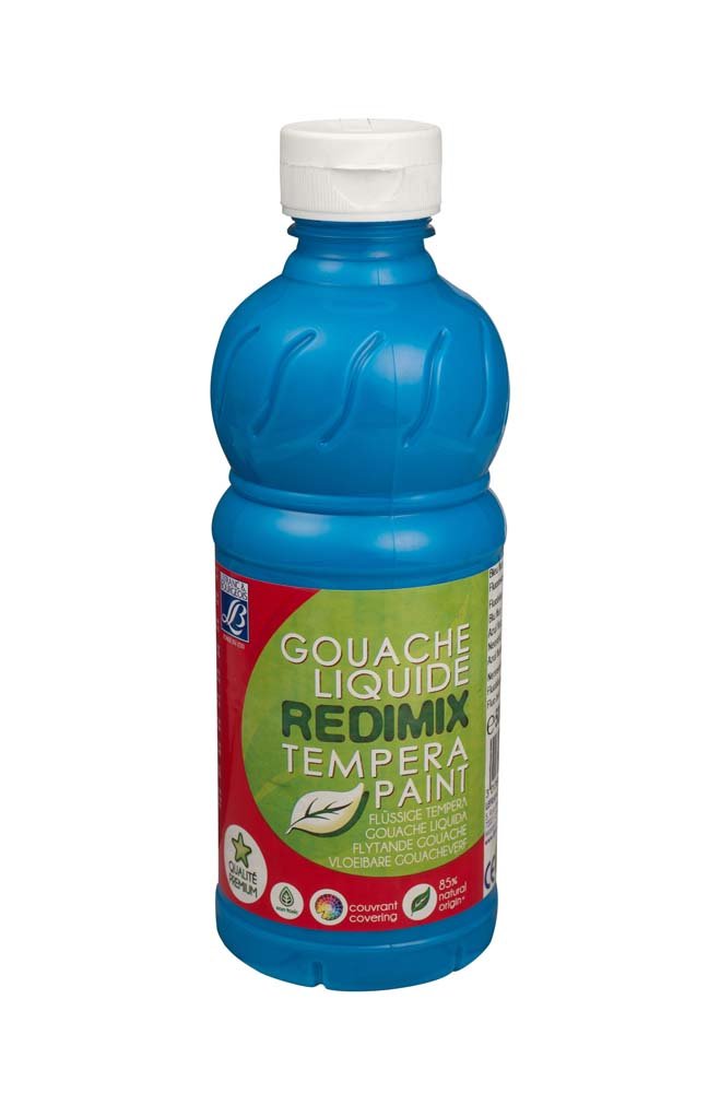 Skolefarve L&B Redimix 500 ml - Fluorescerende Blå - Gouache, Kunstnerfarver