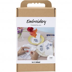 DIY Kit Broderi Linneservetter Off White 4 st DIY Kit Broderi Linneservetter Off White 4 st