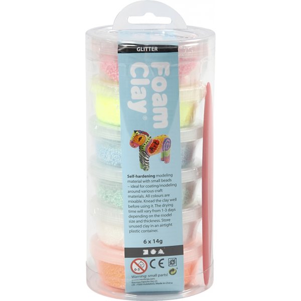 Foam Clay® - pastellfärger - glitter - 6 x 14 g Foam Clay® - pastellfärger - glitter - 6 x 14 g