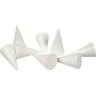 Styrofoam kjegler - hvit - 5,5 cm - 50 stk