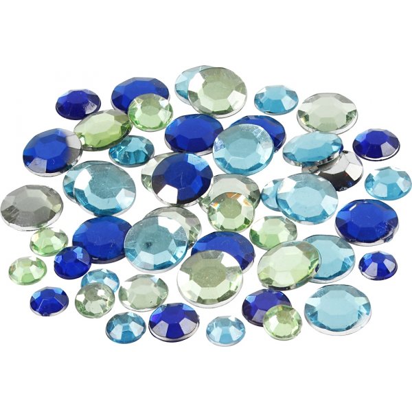 Rhinestones - blå/grön harmoni - Runda - 6+9+12 mm - 360 st Rhinestones - blå/grön harmoni - Runda - 6+9+12 mm - 360 st