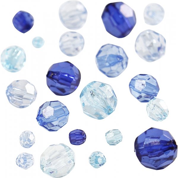 Harmoni facetterade plastpärlor - mixade - blå harmoni - 45 g Harmoni facetterade plastpärlor - mixade - blå harmoni - 45 g