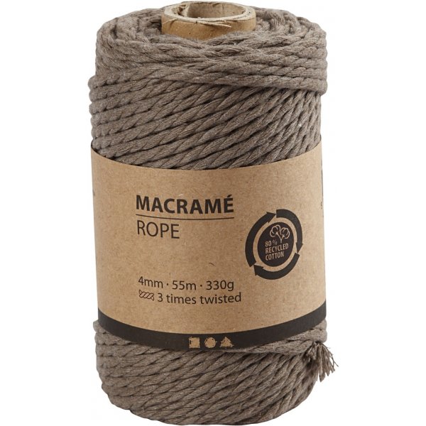 Makramégarn - ljusbrun - Ø4 mm - 55 m Makramégarn - ljusbrun - Ø4 mm - 55 m