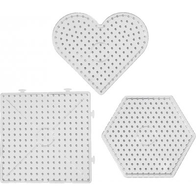 Perleplater - klare - hjerter - sekskant - firkanter - JUMBO - 6 stk