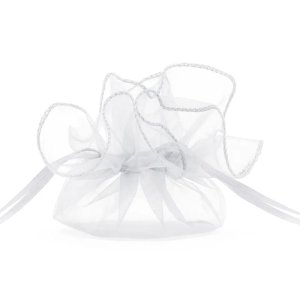 Organzap�sar med dragsko 25 cm - vit