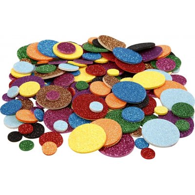 Dekorative gummicirkler - blandede glitterfarver - 1000 stk