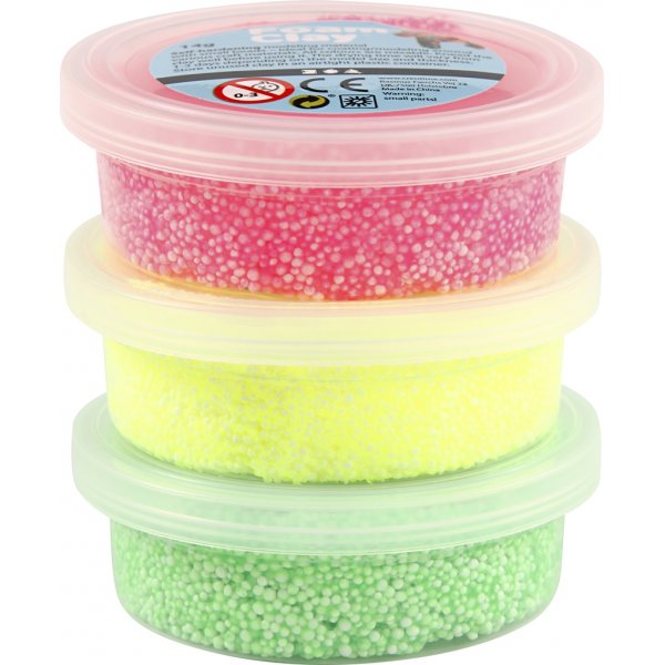 Foam Clay® - ljusgrön - neonrosa - neongul - 3 x 14 g Foam Clay® - ljusgrön - neonrosa - neongul - 3 x 14 g