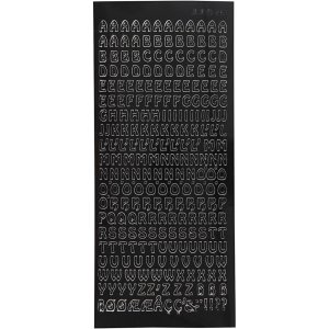 Klistermærker med store bogstaver 10x23 cm sort - 1 ark Klistermærker med store bogstaver 10x23 cm sort - 1 ark