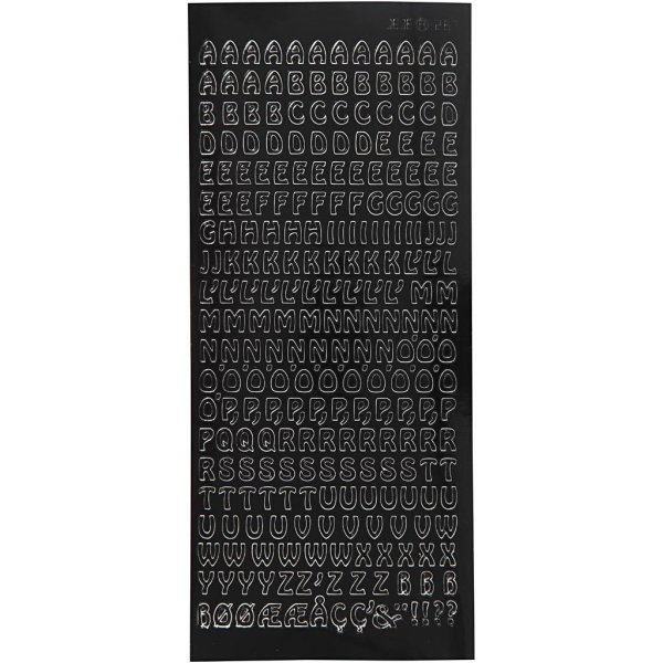 Klistermærker med store bogstaver 10x23 cm sort - 1 ark Klistermærker med store bogstaver 10x23 cm sort - 1 ark