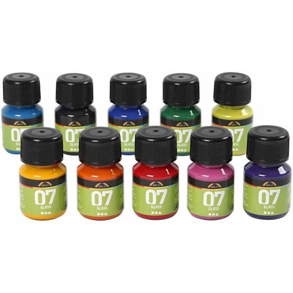 A-Color Glas - mixade färger - 10 x 30 ml A-Color Glas - mixade färger - 10 x 30 ml