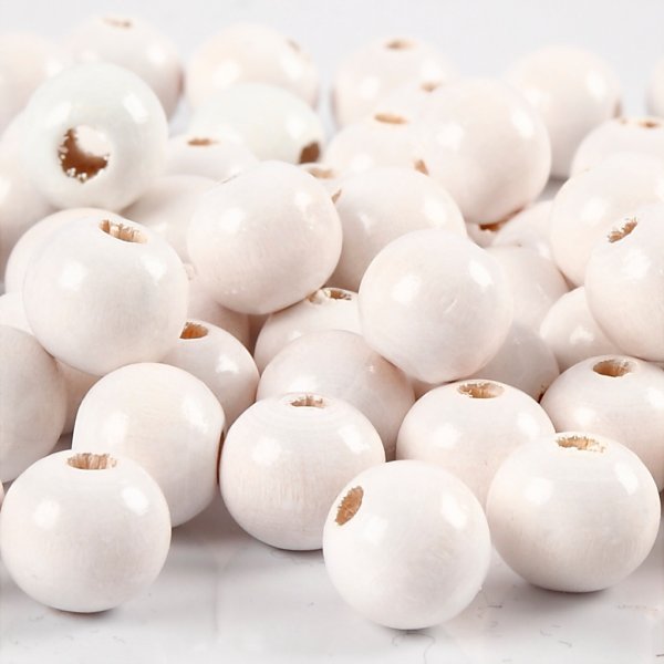 Träpärlor - Ø10 mm - vit - 20 g Träpärlor - Ø10 mm - vit - 20 g