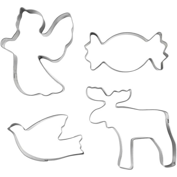 Utstickare Ängel, Ren, Duv, Godis 4,5-9 cm 4-pack - Rostfritt stål Utstickare Ängel, Ren, Duv, Godis 4,5-9 cm 4-pack - Rostfritt stål