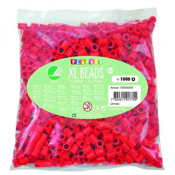 Rörpärlor XL 1000 st röd Rörpärlor XL 1000 st röd