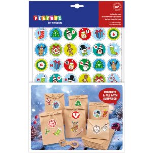 Pysselset Julkalender, 24 psar, 3 stickersark