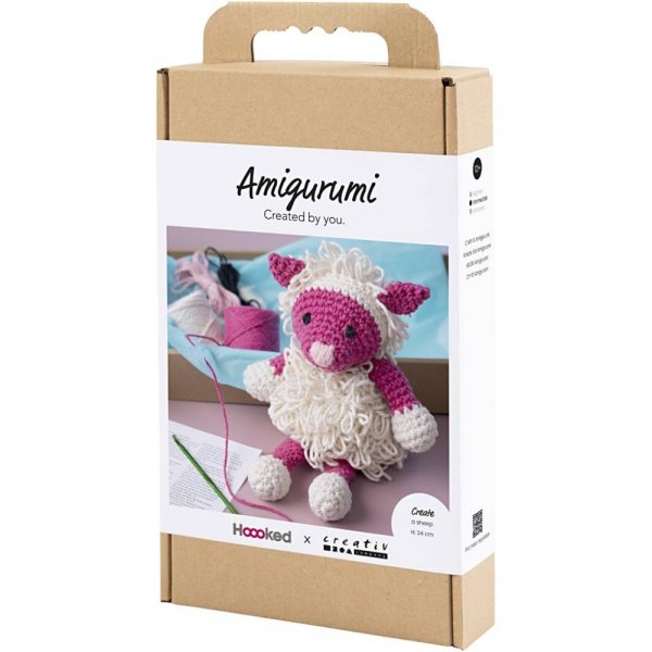 DIY kit amigurumi f�r pink og off-white - 1 pakke.