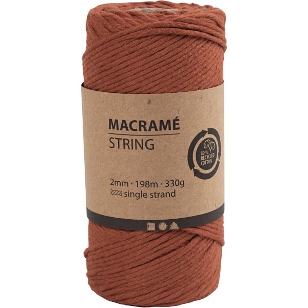 Makramégarn - bränd orange - Ø2 mm - 198 m Makramégarn - bränd orange - Ø2 mm - 198 m