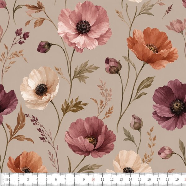 Trik�tyg Anita h�stblommor 150 cm Bomull/elastan - Metervara