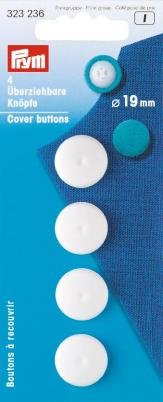 Plastknapper, der kan betrækkes - 19 mm - 4-pak - Beklædte knapper, Knapper, Dekorationmateriale, Hobbymateriale, Håndværk