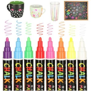 Krittpenner for glass og tavle, 8 farger, dobbel spiss Krittpenner for glass og tavle, 8 farger, dobbel spiss