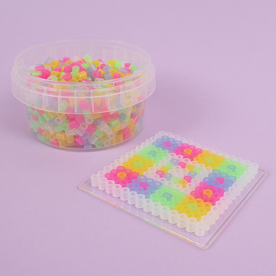 Perler i krukke 1000 stk - gennemsigtig blanding - Plastperler, Håndværk