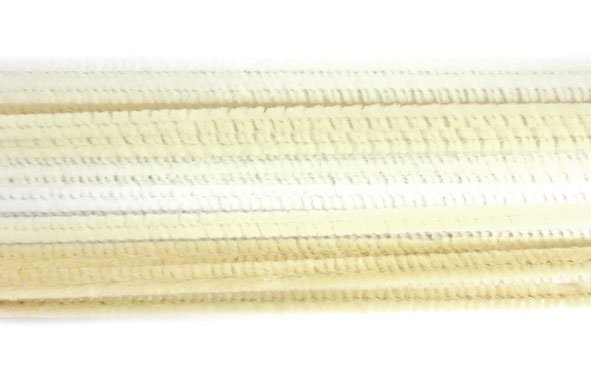 Chenillepinnar 6 mm, 20-pack, blandade vita f�rger