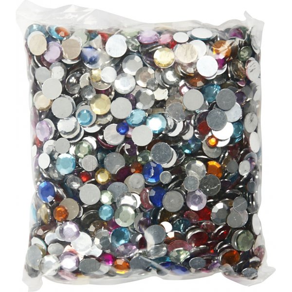 Rhinestones - mixade färger - Runda - Ø6+9+12 mm - 3600 st Rhinestones - mixade färger - Runda - Ø6+9+12 mm - 3600 st