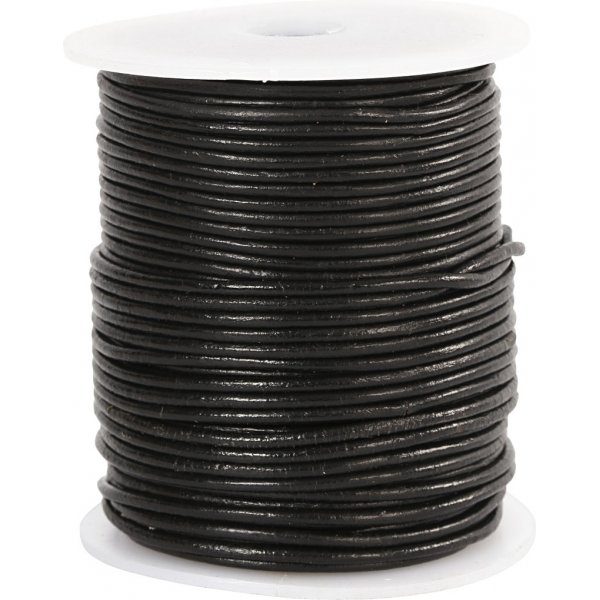 Lädersnöre - svart - 2 mm - 50 m Lädersnöre - svart - 2 mm - 50 m