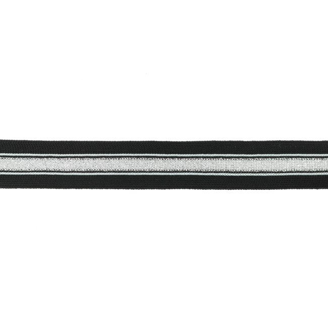 Bånd - Lurex, Sølv, Stribet - Sort - Dekorationsbånd - Øvrige, Bånd & dekorationsbånd, Tekstilbånd & snor