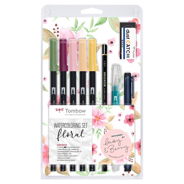 Tombow akvarelsæt Blomster - 9 dele Tombow akvarelsæt Blomster - 9 dele