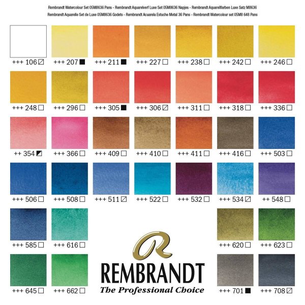 Rembrandt Akvarell De Luxe Set (36 f�rger 1/2-kopp)