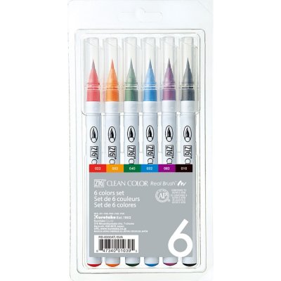 Penselpenne ZIG Clean Color Real Brush - 6-pak